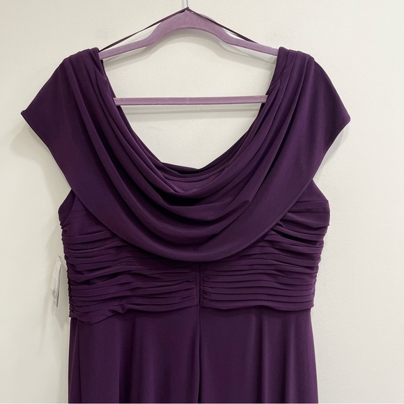 Alex Evenings Cowl Neck Matte Jersey Dress Pleated Bodice Embellishment Detail - Picture 5 of 11